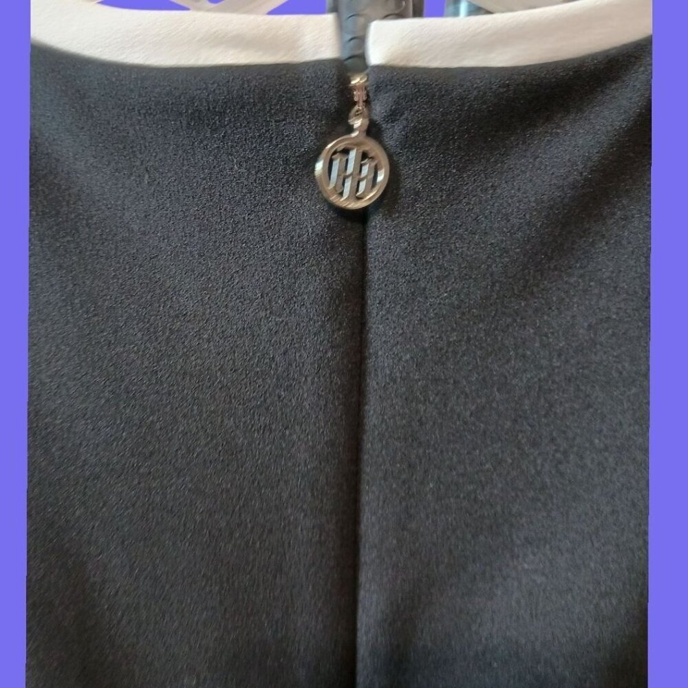 Tommy Hilfiger Scuba Crepe Bow Tie Fit & Flare Dress Blk & wht Size 10 - Picture 8 of 11